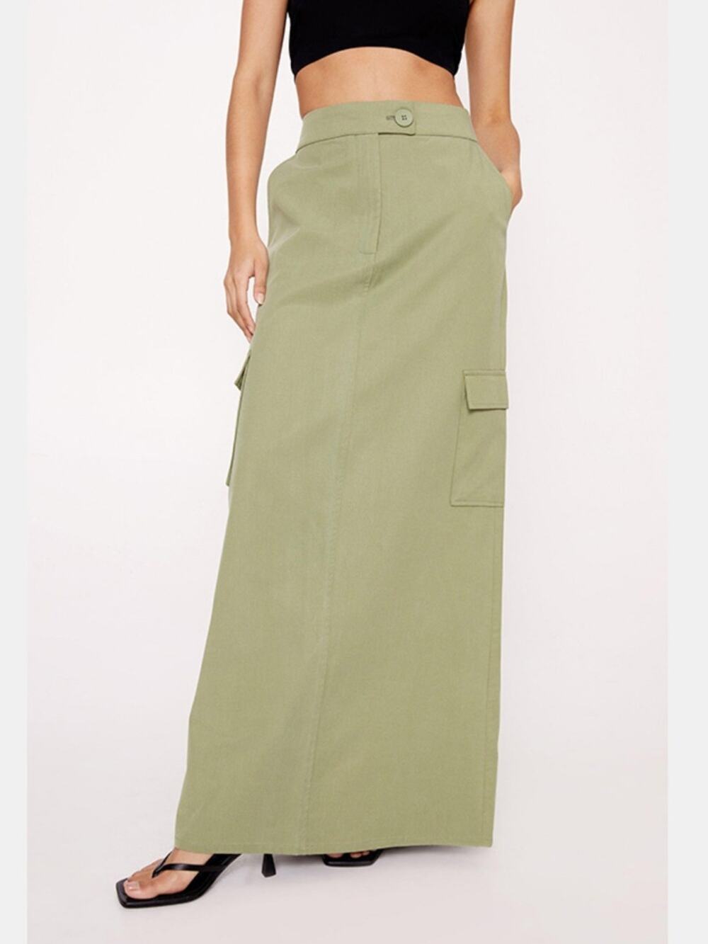 Nasty Gal Premium Twill Cargo Maxi Skirt